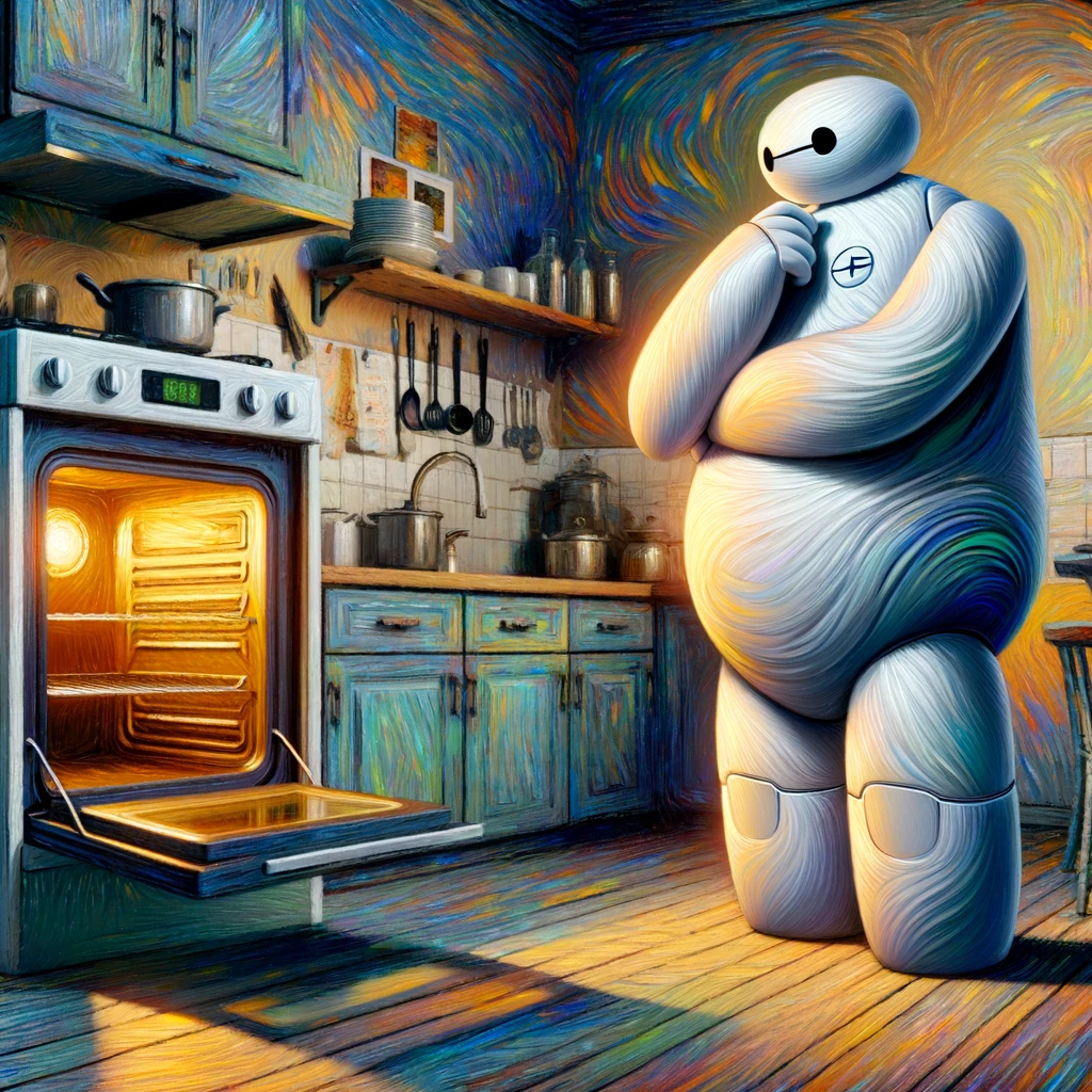 A bot thinking how to use an oven